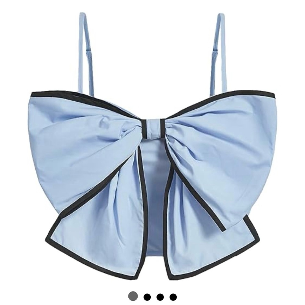 SHEIN Baby blue bow front crop top with contrast trim